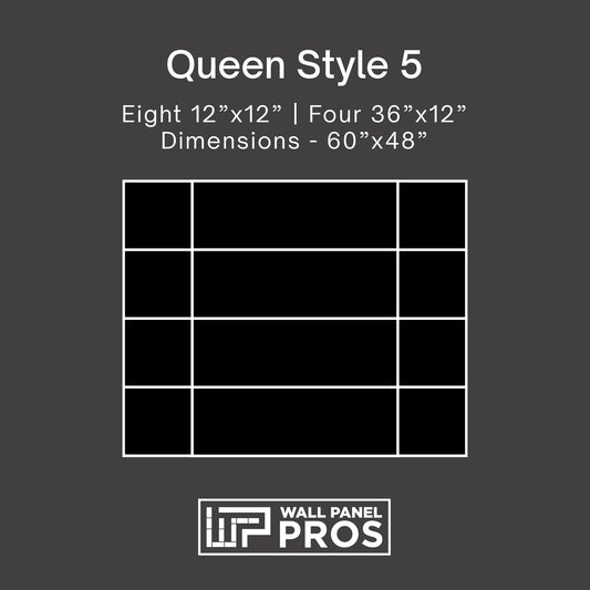 12 Piece Upholstered Wall Panel Headboard Kit 60" x 48" (Queen Style 5)