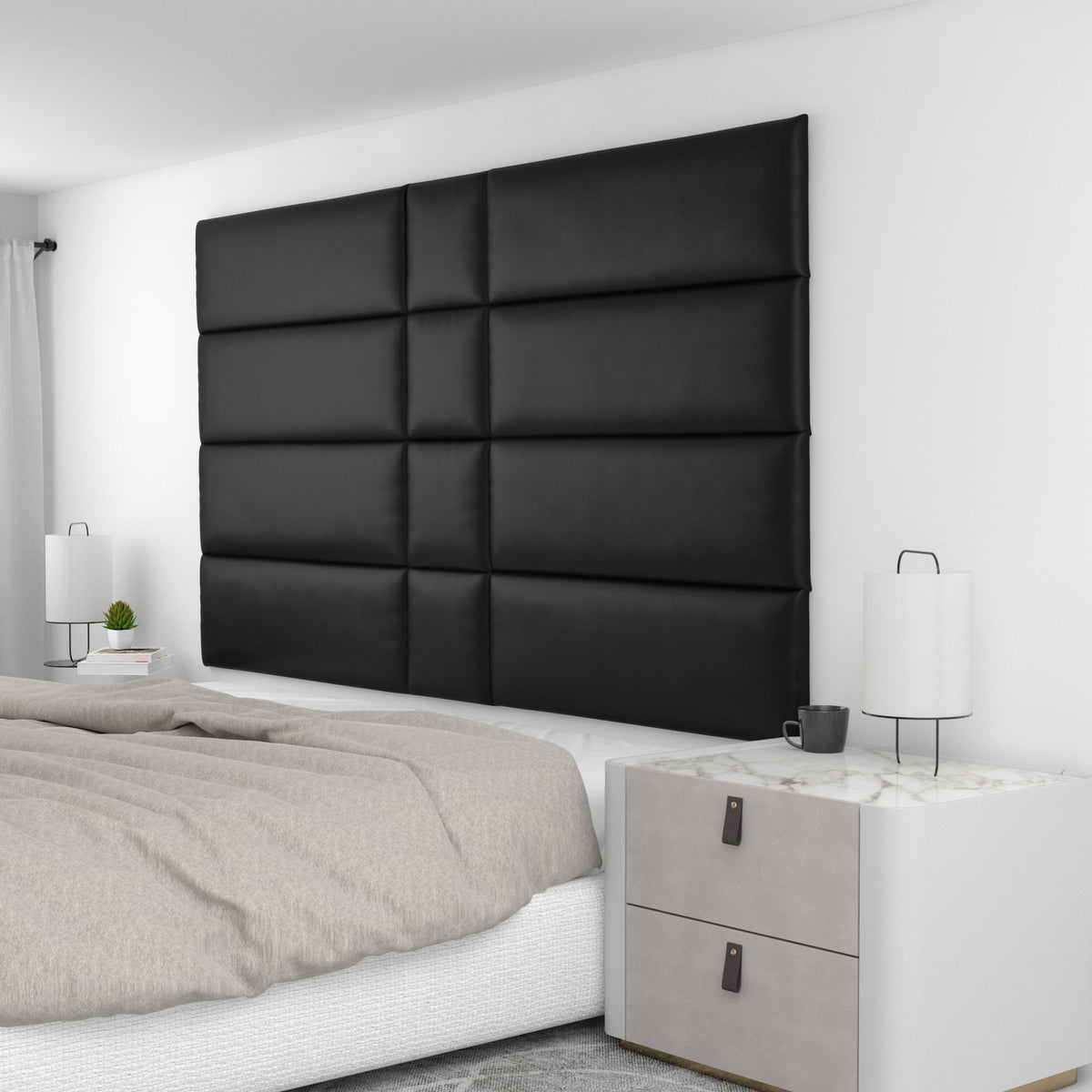 12 Piece Upholstered Wall Panel Headboard Kit 84" x 48" (King Style 2)