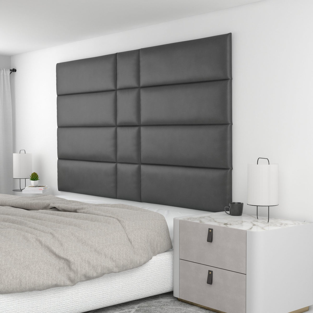 12 Piece Upholstered Wall Panel Headboard Kit 84" x 48" (King Style 2)