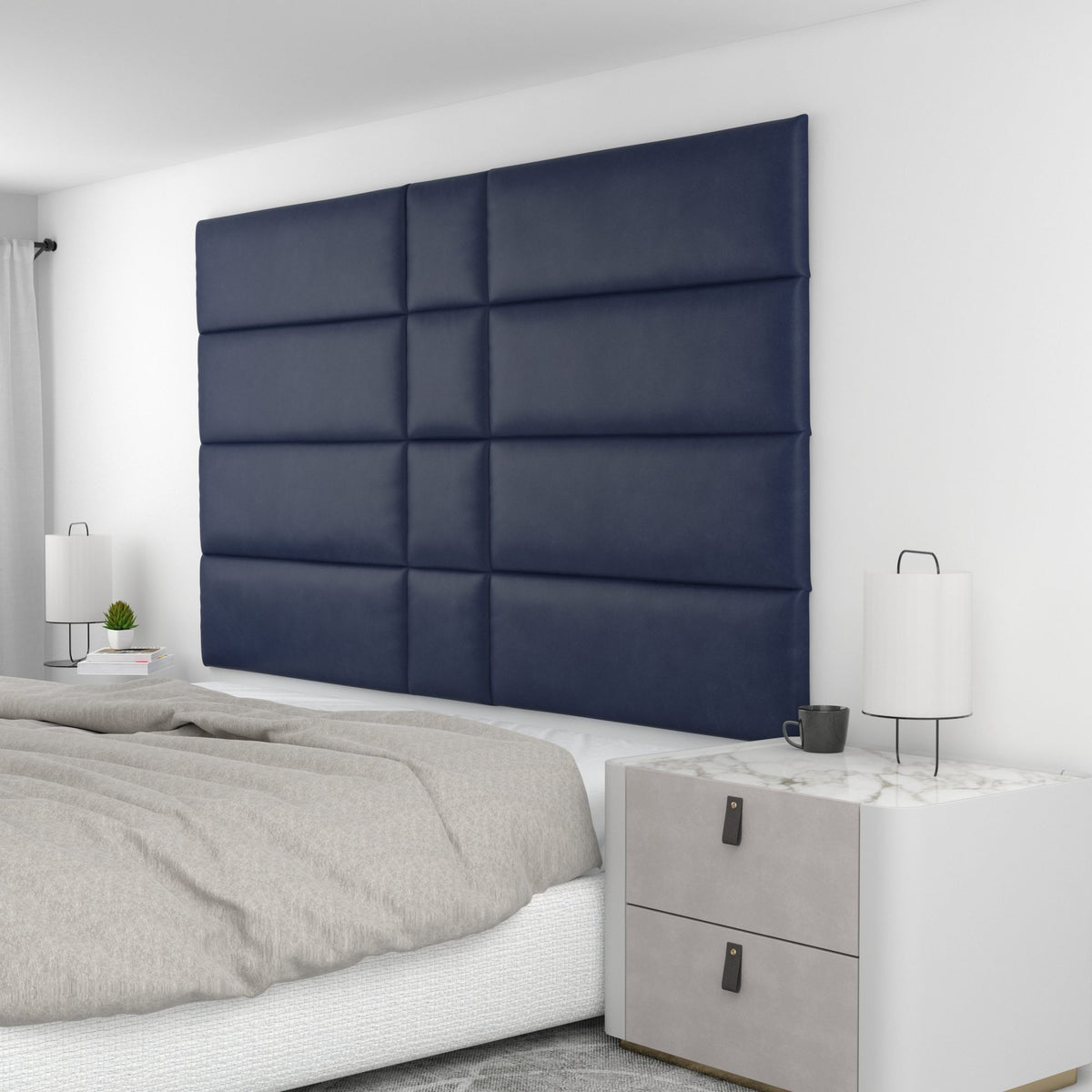12 Piece Upholstered Wall Panel Headboard Kit 84" x 48" (King Style 2)