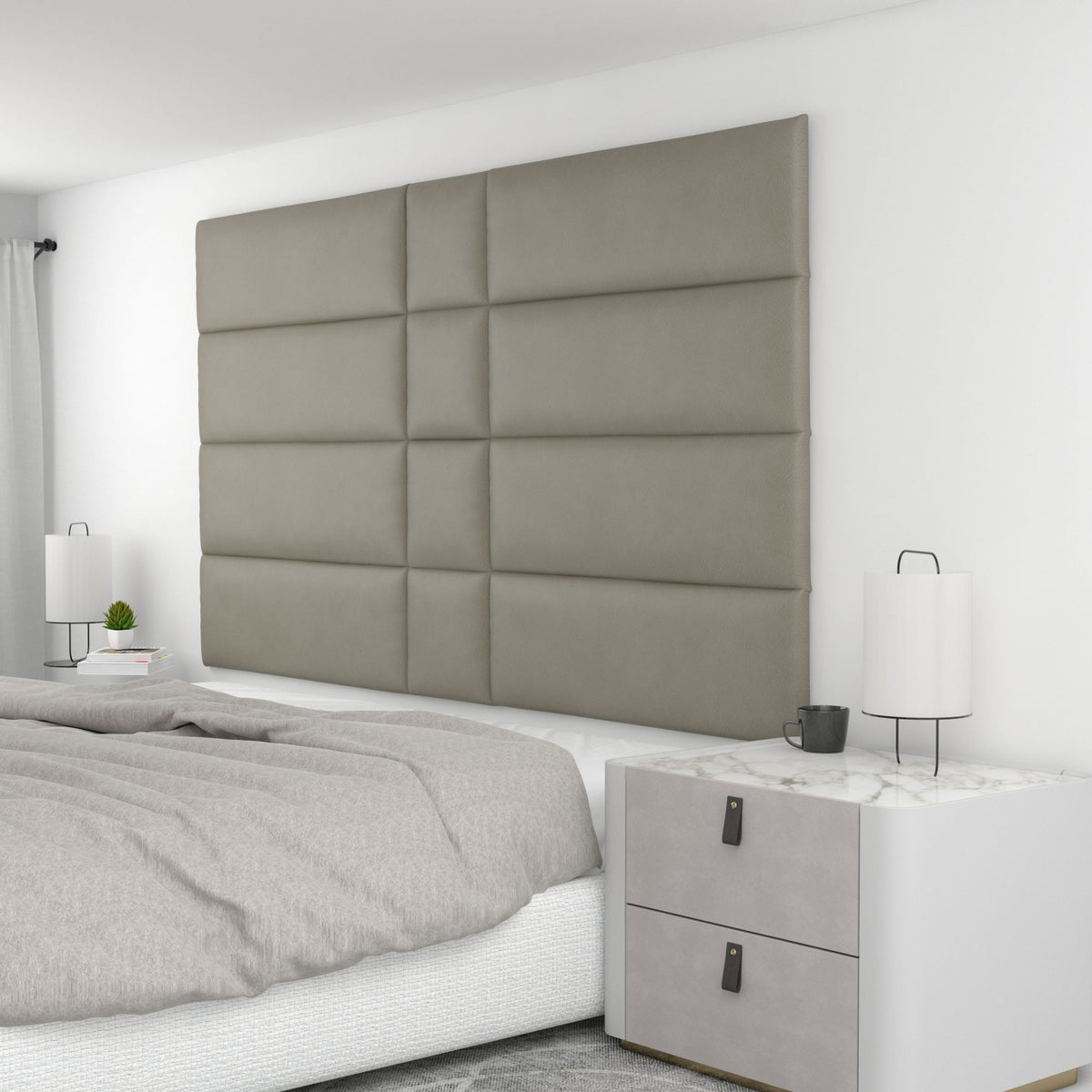 12 Piece Upholstered Wall Panel Headboard Kit 84" x 48" (King Style 2)