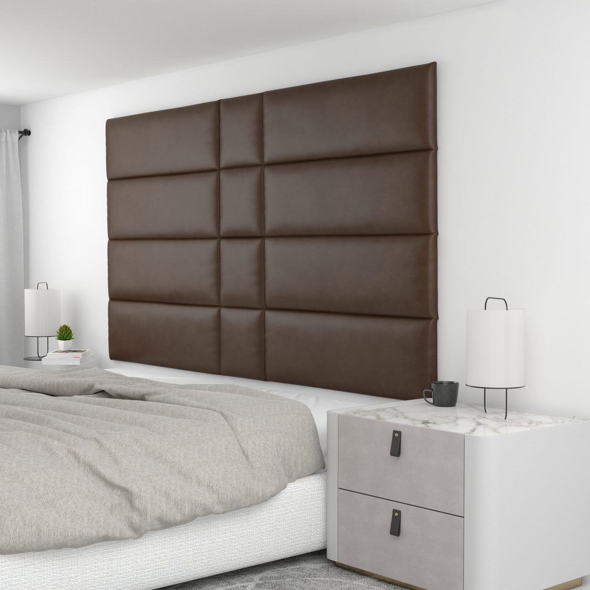 12 Piece Upholstered Wall Panel Headboard Kit 84" x 48" (King Style 2)