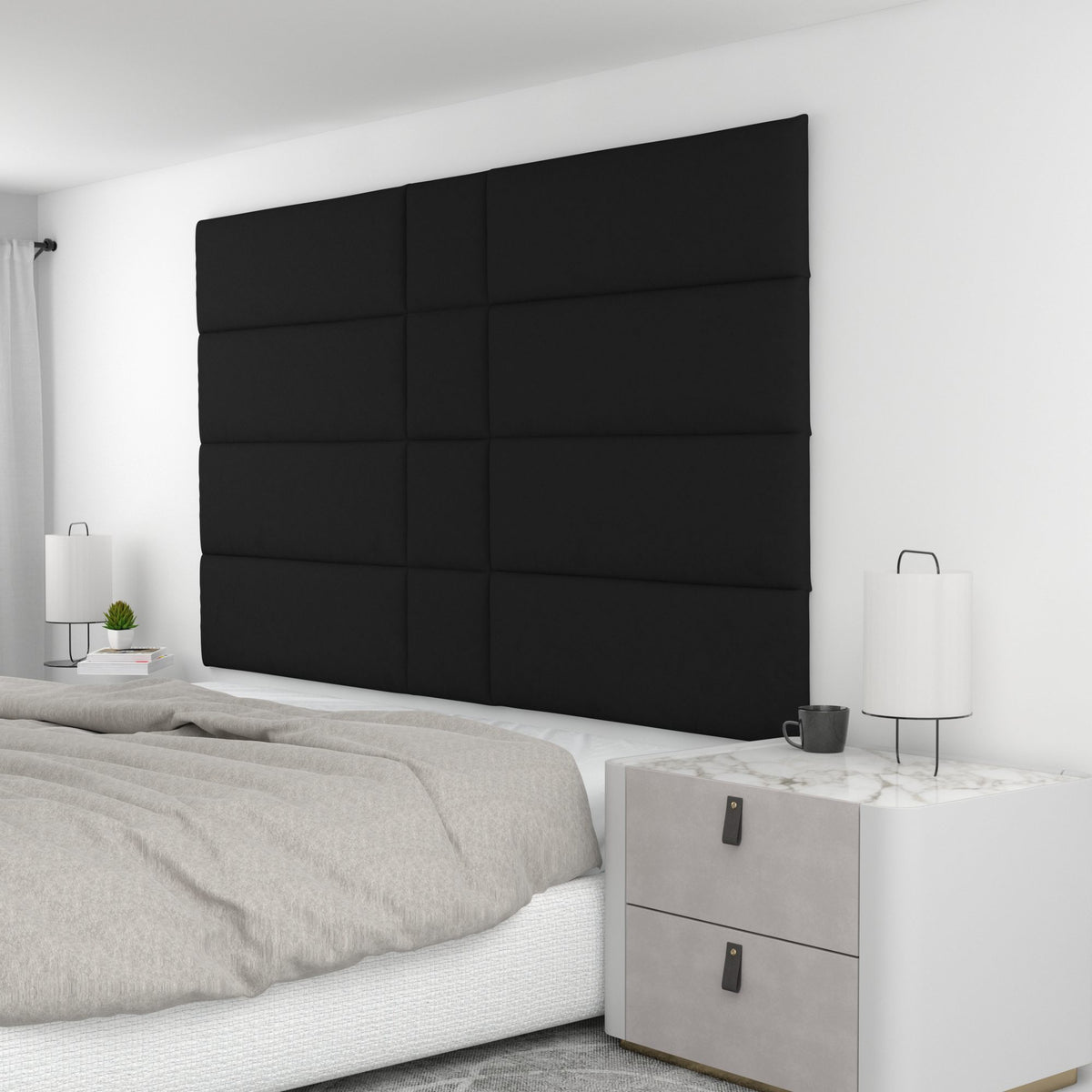 12 Piece Upholstered Wall Panel Headboard Kit 84" x 48" (King Style 2)