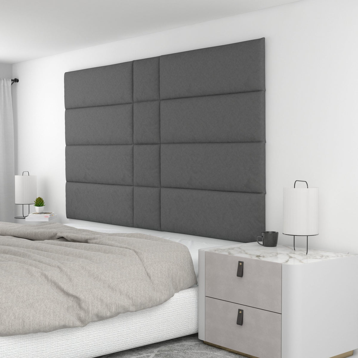 12 Piece Upholstered Wall Panel Headboard Kit 84" x 48" (King Style 2)