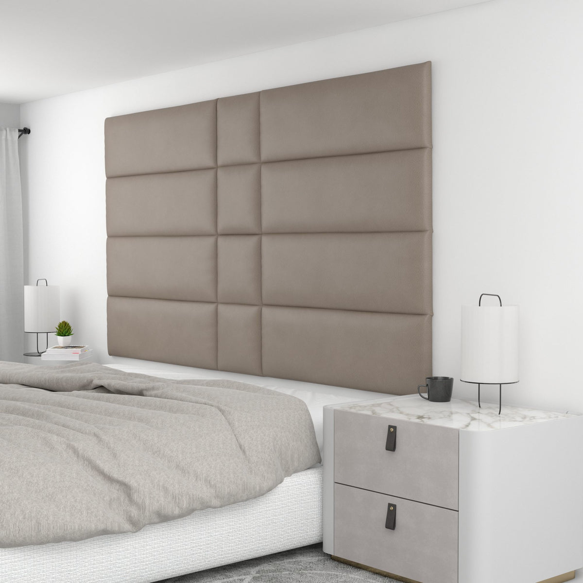12 Piece Upholstered Wall Panel Headboard Kit 84" x 48" (King Style 2)