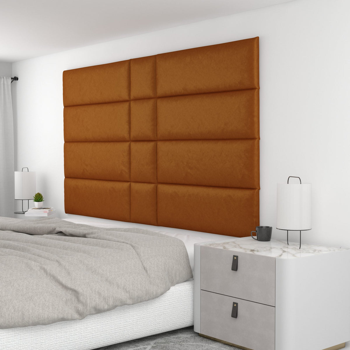 12 Piece Upholstered Wall Panel Headboard Kit 84" x 48" (King Style 2)