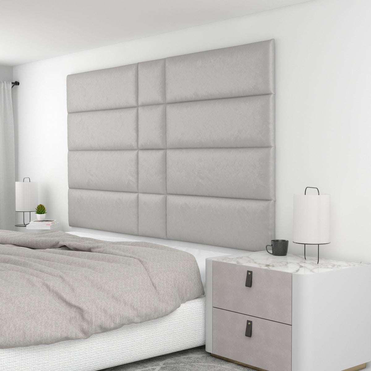 12 Piece Upholstered Wall Panel Headboard Kit 84" x 48" (King Style 2)