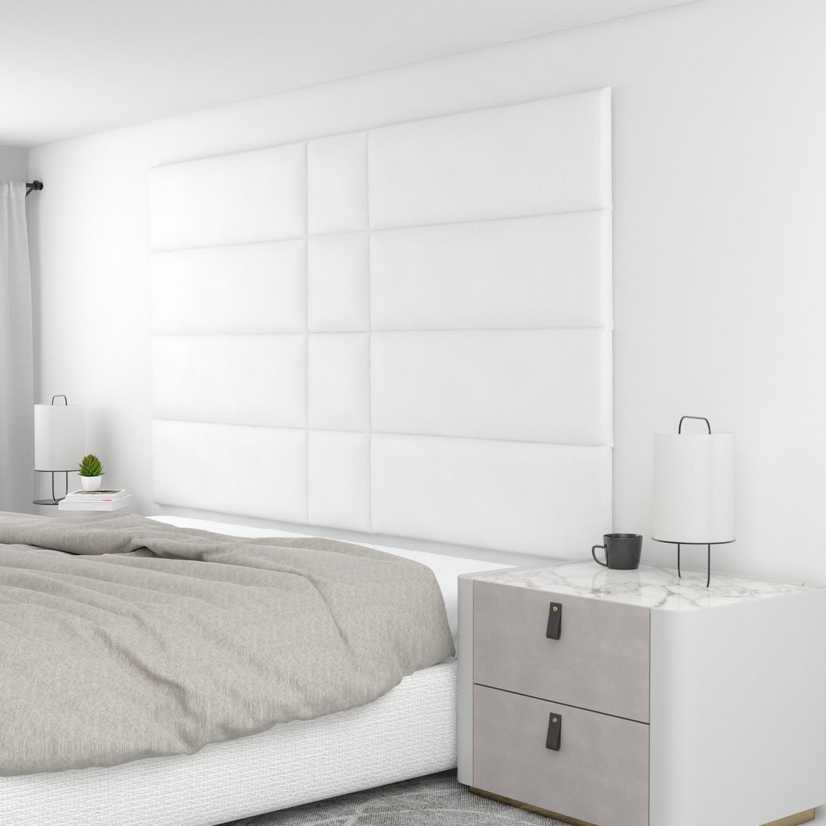 12 Piece Upholstered Wall Panel Headboard Kit 84" x 48" (King Style 2)