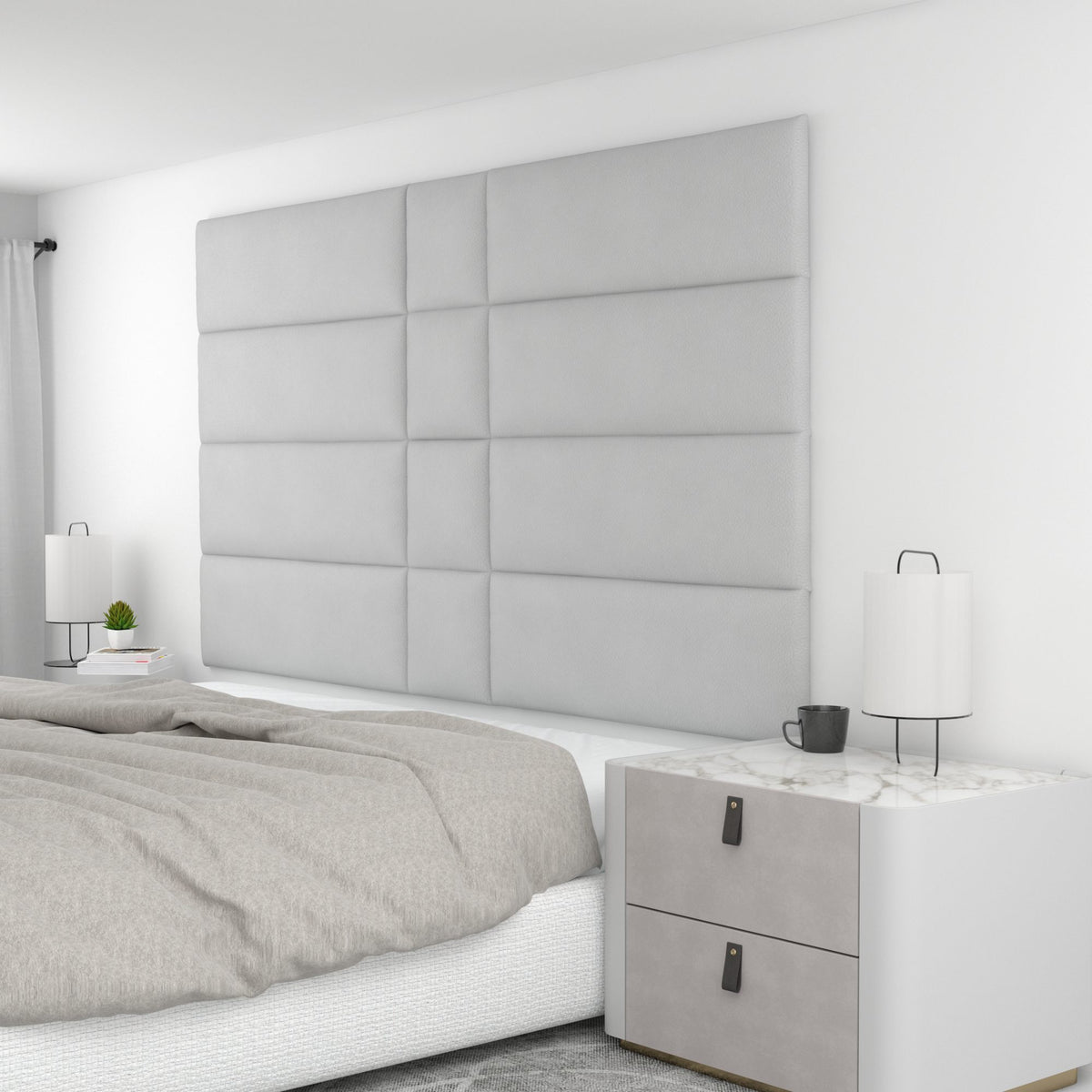 12 Piece Upholstered Wall Panel Headboard Kit 84" x 48" (King Style 2)