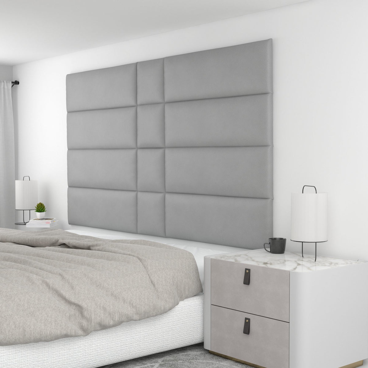 12 Piece Upholstered Wall Panel Headboard Kit 84" x 48" (King Style 2)