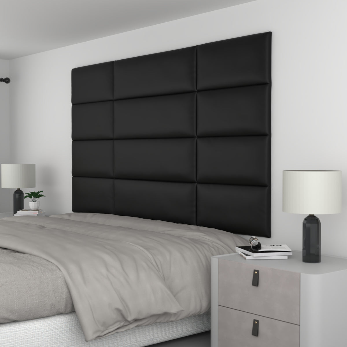 12 Piece Upholstered Wall Panel Headboard Kit 84" x 48" (King Style 3)