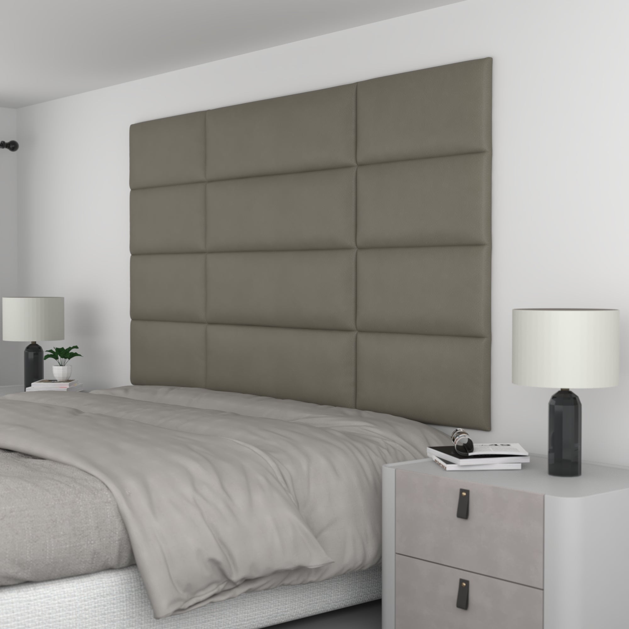 12 Piece Upholstered Wall Panel Headboard Kit 84" x 48" (King Style 3) - Wall Panel Pros