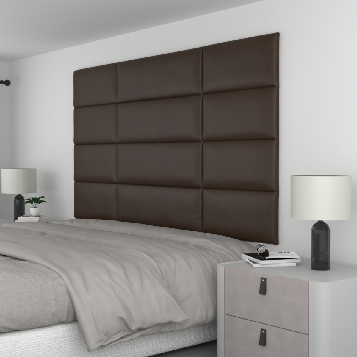 12 Piece Upholstered Wall Panel Headboard Kit 84" x 48" (King Style 3)