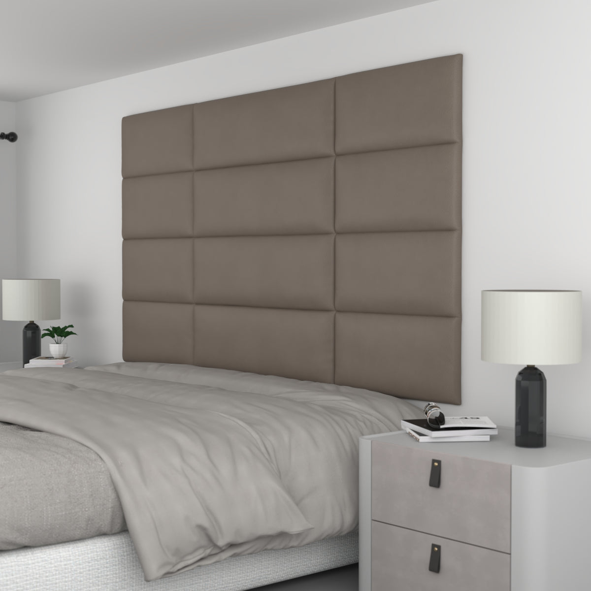 12 Piece Upholstered Wall Panel Headboard Kit 84" x 48" (King Style 3)