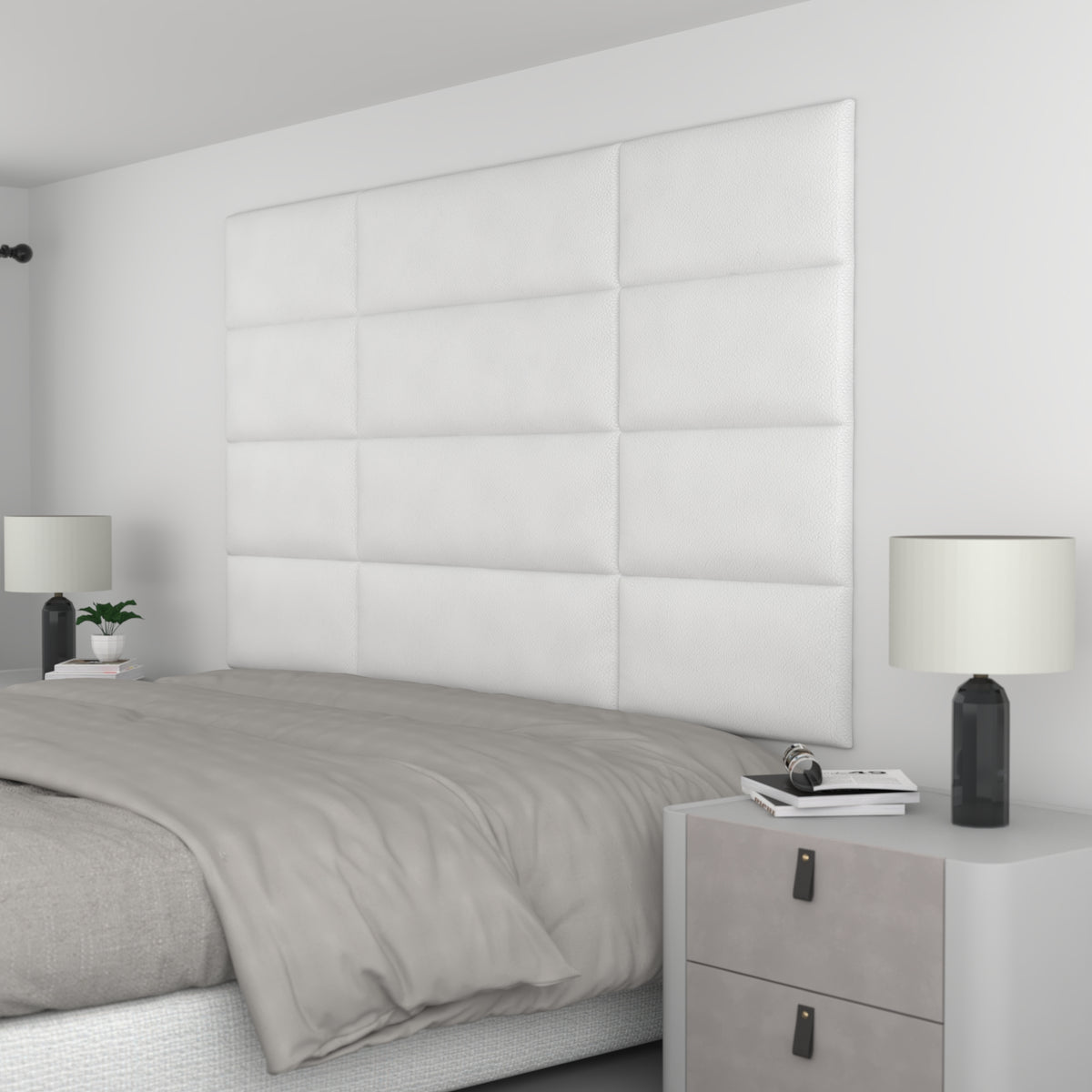12 Piece Upholstered Wall Panel Headboard Kit 84" x 48" (King Style 3)