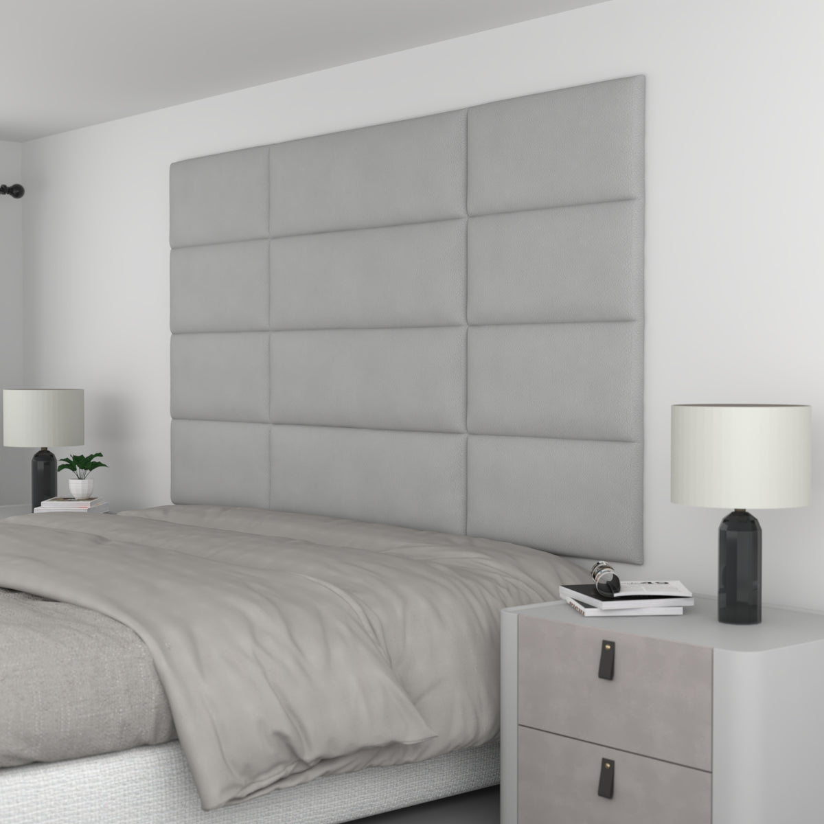 12 Piece Upholstered Wall Panel Headboard Kit 84" x 48" (King Style 3)