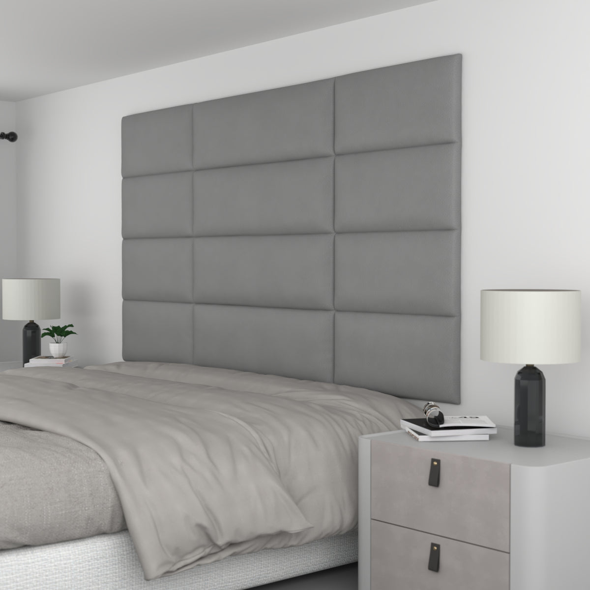 12 Piece Upholstered Wall Panel Headboard Kit 84" x 48" (King Style 3)