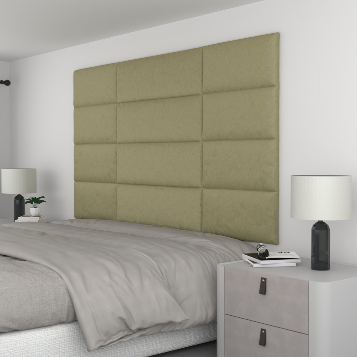 12 Piece Upholstered Wall Panel Headboard Kit 84" x 48" (King Style 3)
