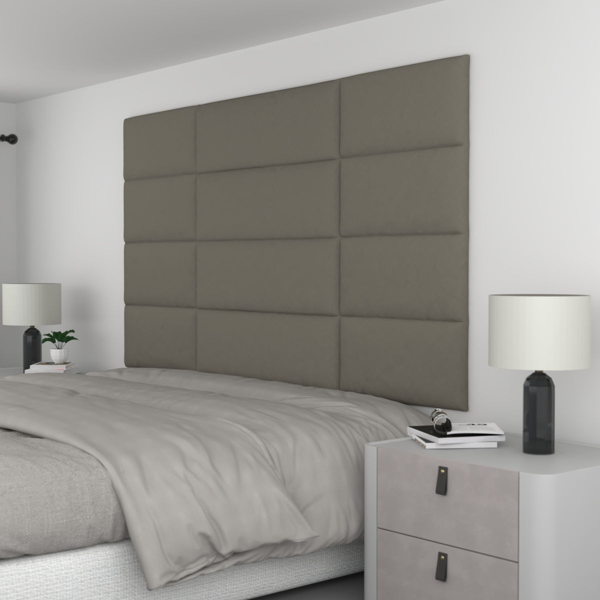 12 Piece Upholstered Wall Panel Headboard Kit 84" x 48" (King Style 3)