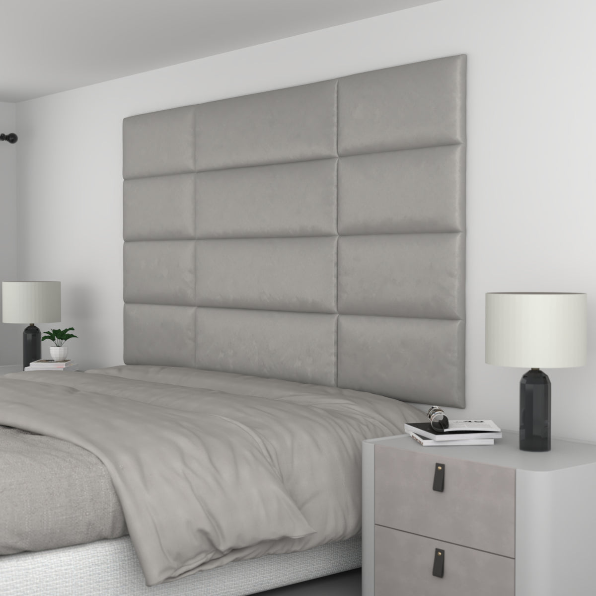12 Piece Upholstered Wall Panel Headboard Kit 84" x 48" (King Style 3)