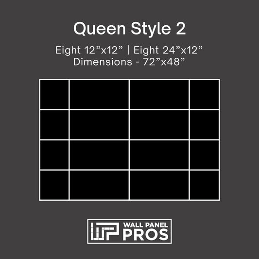16 Piece Upholstered Wall Panel Headboard Kit 72" x 48" (Queen Style 2)