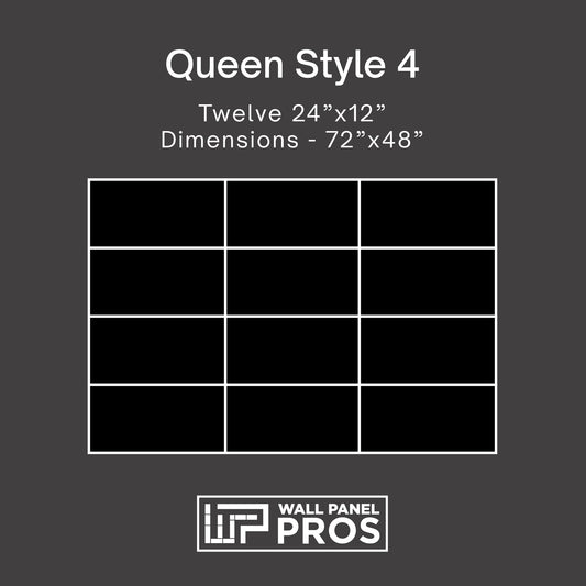 12 Piece Upholstered Wall Panel Headboard Kit 72" x 48" (Queen Style 4)