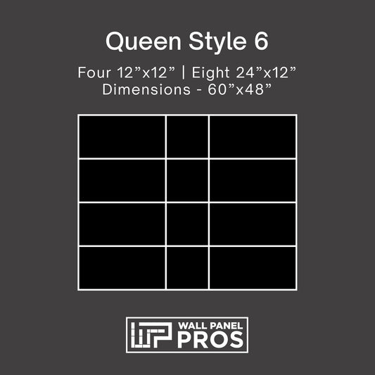 12 Piece Upholstered Wall Panel Headboard Kit 60" x 48" (Queen Style 6)