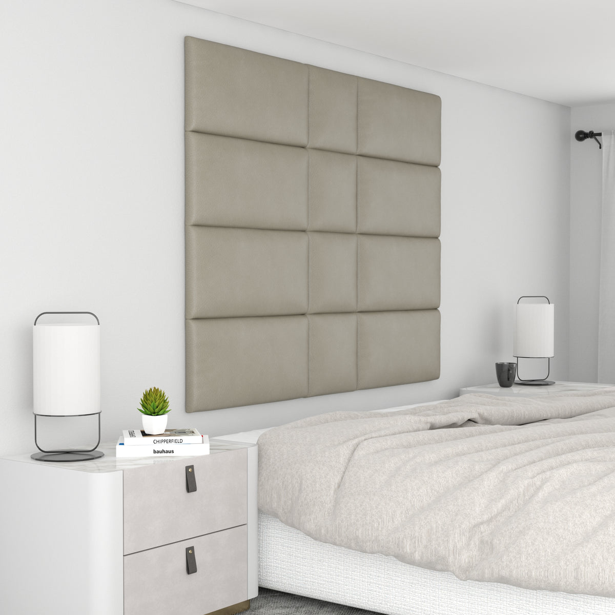 12 Piece Upholstered Wall Panel Headboard Kit 60" x 48" (Queen Style 6)