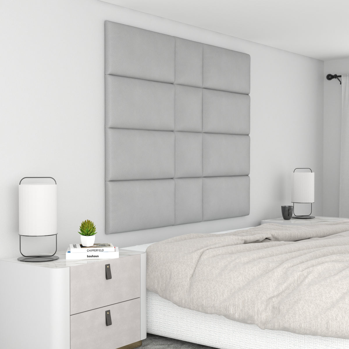 12 Piece Upholstered Wall Panel Headboard Kit 60" x 48" (Queen Style 6)
