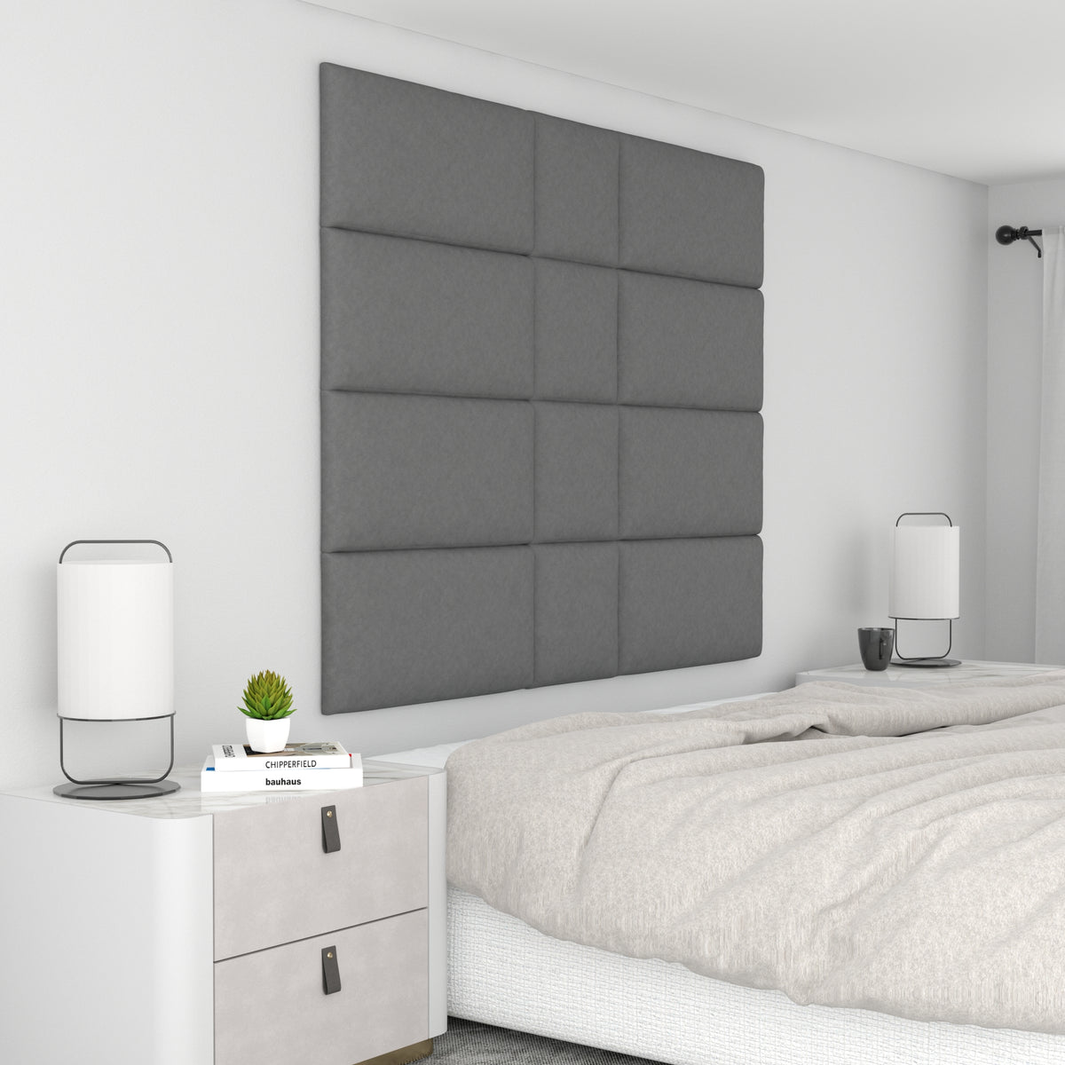 12 Piece Upholstered Wall Panel Headboard Kit 60" x 48" (Queen Style 6)