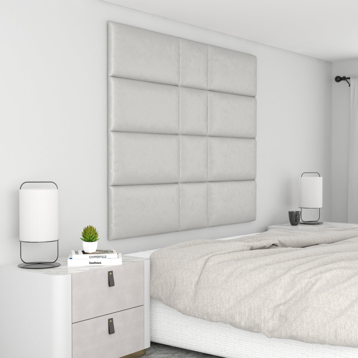 12 Piece Upholstered Wall Panel Headboard Kit 60" x 48" (Queen Style 6)