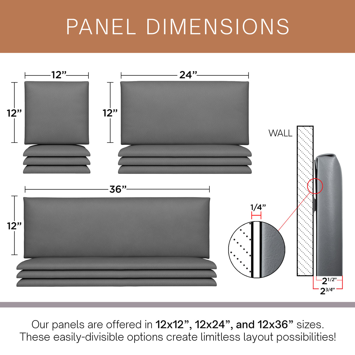 12 Piece Upholstered Wall Panel Headboard Kit 84" x 48" (King Style 2)